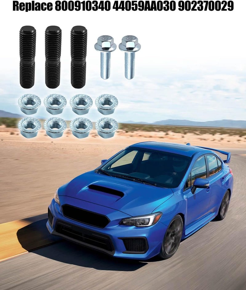 Vaticas Turbo Bolt and Nut Kit Fit for Subaru Outback Legacy Impreza WRX STi Forester, Replace 800910340 44059AA030 902370029 - Image 2